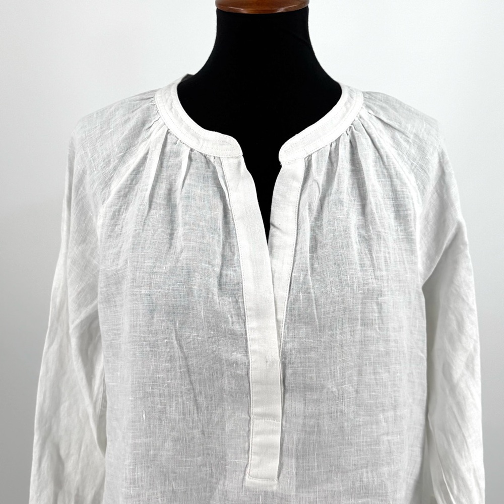 J. Crew White Linen Cabana Top Size M NWT - Picture 2 of 14